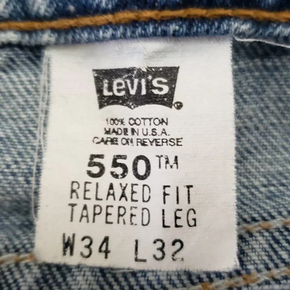 Vintage Levi's 550 Destroyed Fray Covered Relaxed Fit Jeans 34W‎ 32L